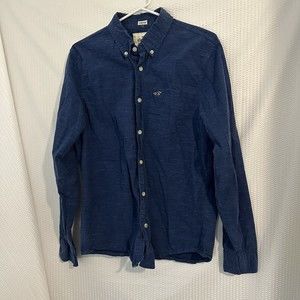 Hollister Stretch Mens Blue Button Down Shirt Casual Size Medium